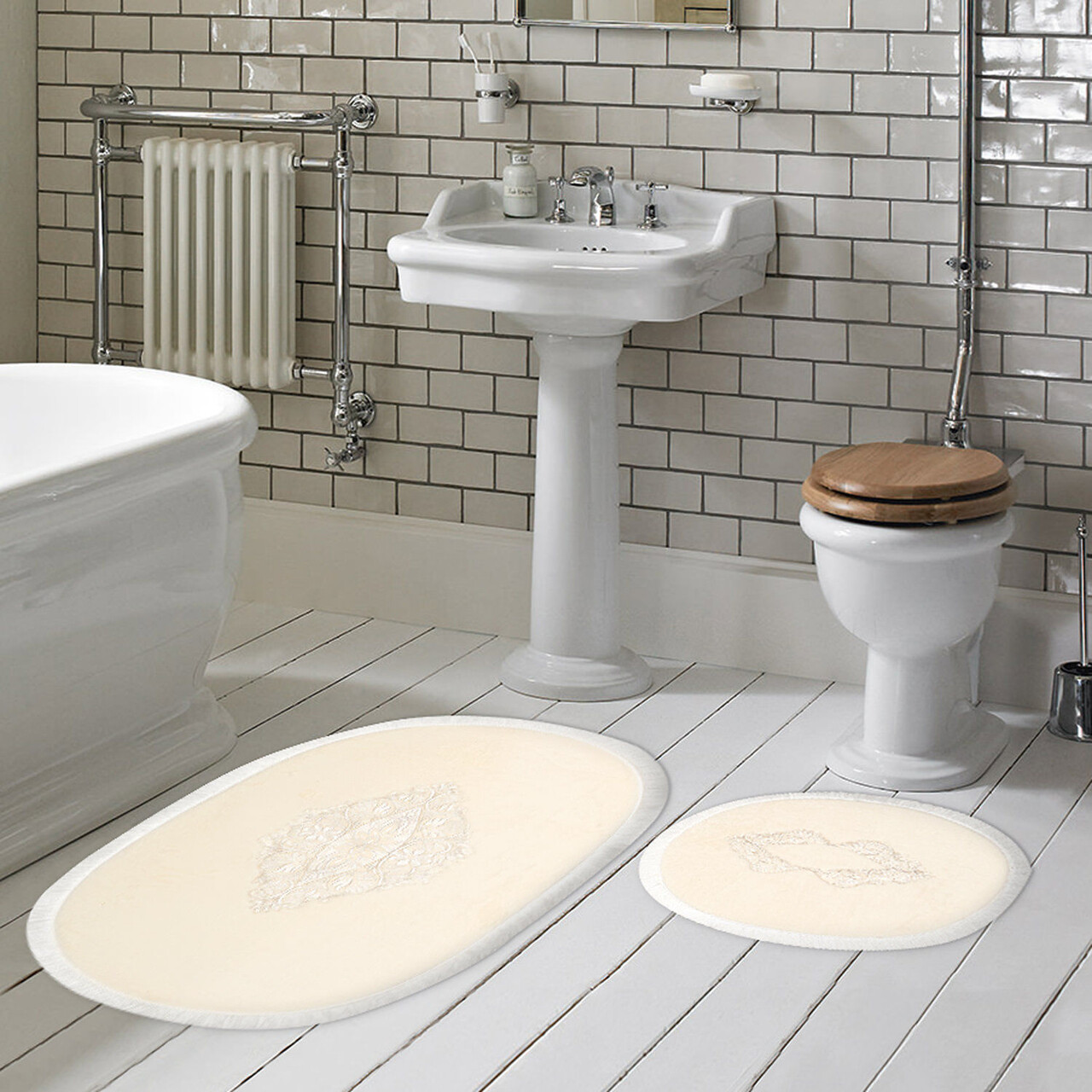 Set covorase de baie, L'essentiel Maison, Melek, Crem - imagine 5